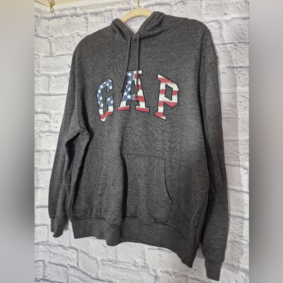 GAP Charcoal Hoodie with USA Flag Detail - Picture 1 of 3